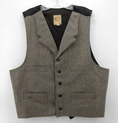 VINTAGE Wah Maker Waistcoat Vest Men XL Gray Wool Western Striped Cowboy USA - Image 1 of 4