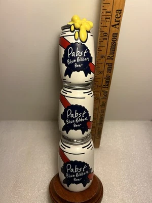 PBR PABST BLUE RIBBON 3 FOAMY PUFFY PBR BEER CANS Draft beer tap handle. USA - Image 1 of 4