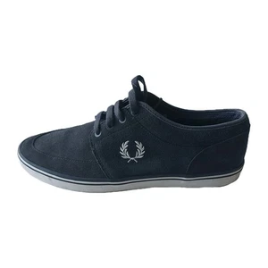 Fred Perry Shoes Men UK Size 9 Suede Plimsoles Trainers Blue Lace Up Casual Low - Picture 1 of 9