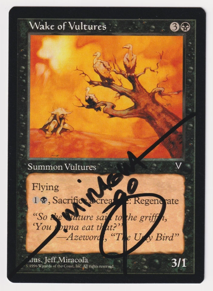 Signed Wake of Vultures LP Visions Artist Jeff Miracola Dated 98 WOTC MTG Magic! - Image 1 of 2