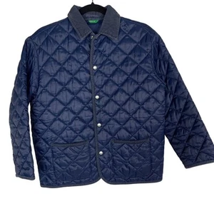 United Colors of Benetton Boys Large L 10 Navy Blue Quilted Snap Front Jacket - Picture 1 of 6