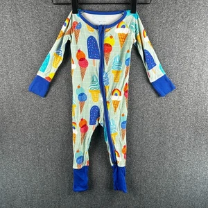 Little Sleepies Zippy Pajamas Blue Ice Cream Cones 6-12 Months Bamboo PJs - Picture 1 of 5
