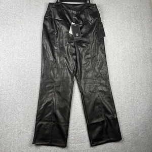 Bagatelle Collection Legging mit Schlitz am Saum Damen Large Schwarz Kunstleder Hose Neu - Bild 1 von 11