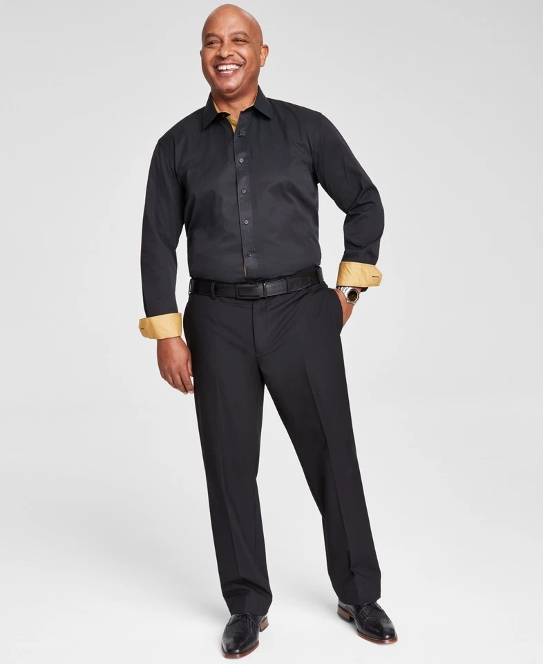 Camisa de vestir TAYION para hombre ajustada grande 16-16,5 32-33 negra dorada Foto 1 de 1