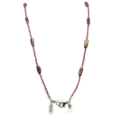 Plata 925 Gris Barroco Perla y Rodolita Granate Máscara Facial Collar Soporte 29 pulgadas Foto 1 de 4