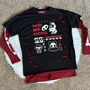 Skelanimals Hemd Langarm Gestreift Knochen Rot Schwarz Herren Größe S - Bild 1 von 5