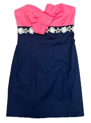 Vestido Lilly Pulitzer Krissa Sin Tirantes Costero Concha Mar Cuentas Cóctel Talla 00 Foto 1 de 4