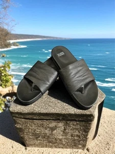 EILEEN FISHER Motion Comfort Thong Slide Sandal Tumble Leather Slip On Size 8 - Picture 1 of 8