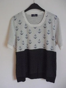 Pullover Feinstrick Fiora Blue maritim blau weiß Anker Halbarm  Größe 40 - Bild 1 von 4