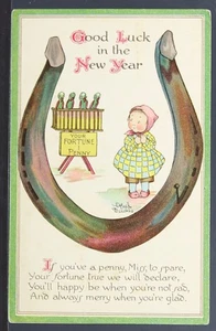 Neujahr - AS Ethel De Wees - Glück & Hufeisen 1913 PC3637 - Bild 1 von 2