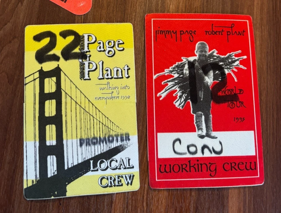 RARO 1995 Y 1998 2 PASES BACKSTAGE PASS ROBERT PLANT JIMMY PAGE LED ZEPPELIN Foto 1 de 1