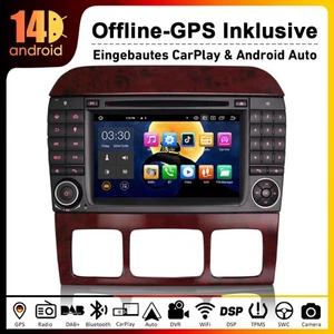 64GB CarPlay Android 14 Autoradio GPS Navi CD für Mercedes S/CL Klasse W220 W215 - Bild 1 von 14