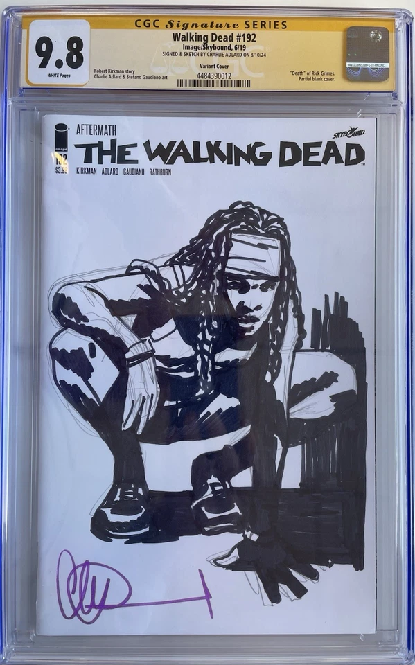 Walking Dead #192 CGC 9.8 Blank w/MICHONNE Homage Sketch Charlie Adlard - Image 1 of 1