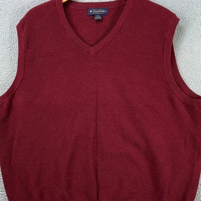 Chaleco Suéter Brooks Brothers Mezcla Cachemira Para Hombres 2XL Granate Sin Mangas Cuello en V Foto 1 de 4