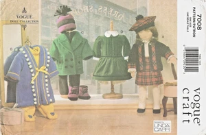 Vogue 7008 18" Muñeca Ropa Costura Patrón Invierno Abrigo Sombrero Botas Vestido Bata - Imagen 1 de 2