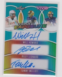 2025 Leaf Vivid Will Howard,Riley Leonard,Tommy Mellott Triple Auto #2/10 TE-8 - Picture 1 of 2