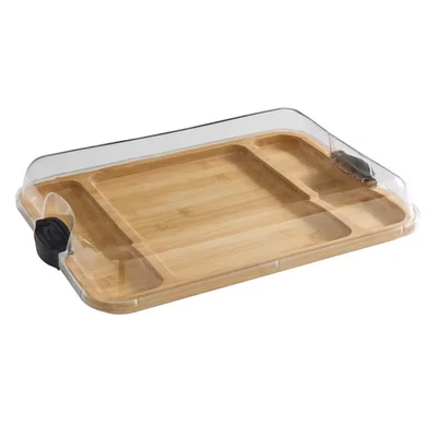 12 In. L X 16 In. W X 2.95 In. H Build-A-Board Acacia Cutting Board W/3 Compartm - Image 1 of 4