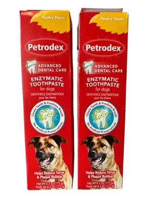 Pasta de dientes enzimática dental Petrodex para perros sabor a aves de corral 6,2 oz - Paquete de 2 NUEVO Foto 1 de 3