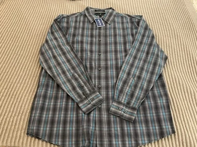 НОВАЯ мужская рубашка-поло Beverly Hills на пуговицах с длинным рукавом в клетку — размер XL - Изображение 1 из 4