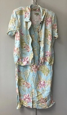 Camisa sin mangas Tahiti Reef Club vestido hawaiano talla grande floral sin mangas rayón Foto 1 de 4