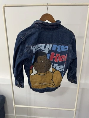 VTG Platinum FUBU Fat Albert Denim Jacket Mens Sz Small BIG Art Patch - Image 1 of 4