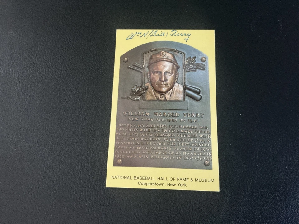 W.H. Placa postal firmada por Bill Terry Salón de la Fama autógrafo de los Gigantes de la Corte SX618 Foto 1 de 1