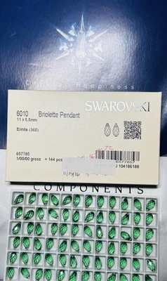 Colgante Swarovski Briolette 6010 11 x 5,5 mm Erinite paquete de 12 piezas Austria Foto 1 de 3