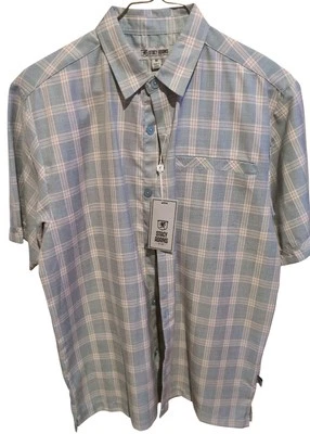 Camisa de vestir Stacy Adams azul verdoso a cuadros nueva con etiquetas MED Foto 1 de 4