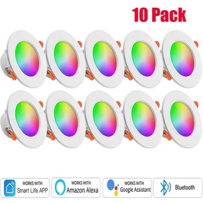 10X LED Smart Recessed Ceiling Light BT RGB Dimmable Panel Downlight Spot Lamp↔ - Image 1 of 4