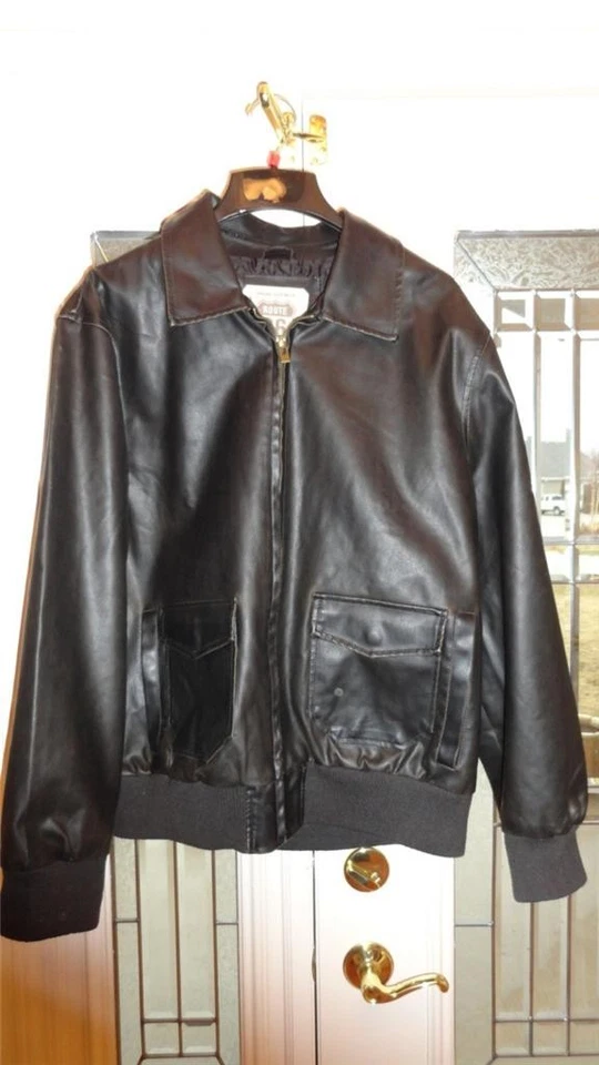 NUEVO Abrigo Chaqueta Bombardero Route 66 Para Hombre Negro Cuero Sintético TALLA XL Extra LG Foto 1 de 1