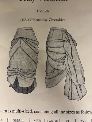 Truly Victorian Sewing Pattern TV326 1880 Hermione Over skirt SkiSkirt New Uncut - Image 1 of 3