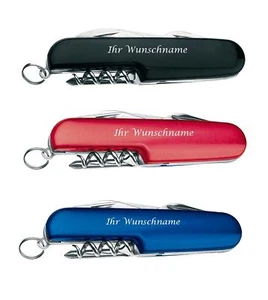 3x Edles 7-teiliges Taschenmesser mit Gravur / Farbe: je 1x schwarz, blau, rot - Bild 1 von 5