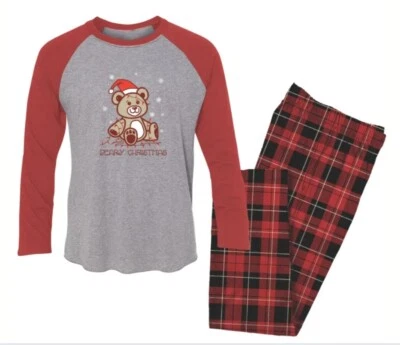 Nuevo Pijama Familiar Navidad Beary Navidad Juventud L 14-16 Rojo Tela Escocesa Vellón Foto 1 de 4