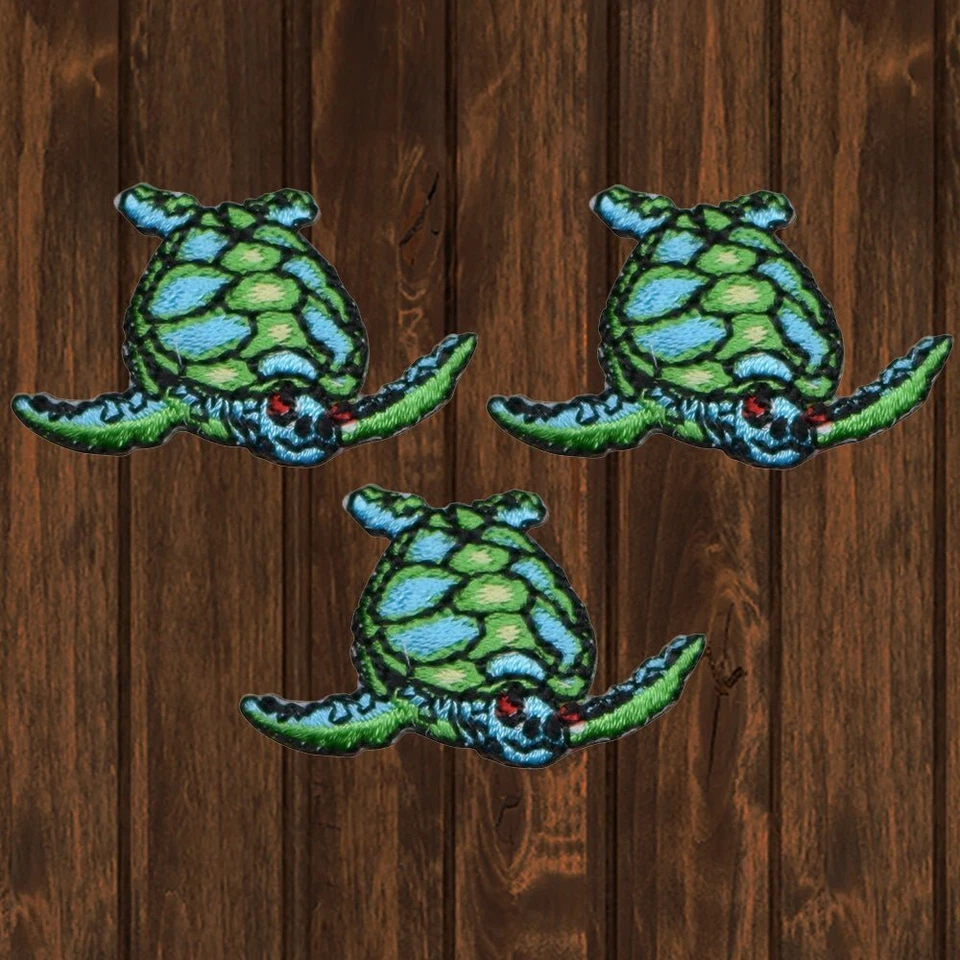 Mini Sea Turtle Embroidered Patch — 3-Pack — Iron On - Image 1 of 1