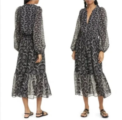 Vestido midi ALC Kate floral manga larga mezcla seda talla 0 Foto 1 de 4