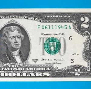 June 11, 1945 / 6 November 1945 (F 06111945 A) BIRTHDAY $2 Two Dollar Bill *UNC* - Picture 1 of 4