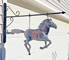 Large Detailed Copper Horse on Wall Hanging Bracket~ 3D in Aged Patina ~ New
