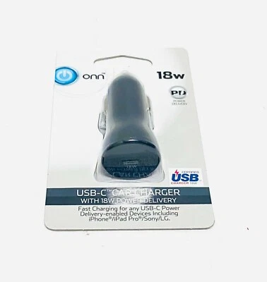ONN. Автомобильное зарядное устройство 18 Вт USB-C - Изображение 1 из 3