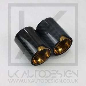 2 puntas de escape de fibra de carbono doradas para BMW 335i/340i/435i/440i MP (F30/F31/F32/F33) - Imagen 1 de 9