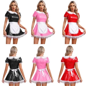 Womens French Maid Costume Lace Servant Dresses Masquerade Uniform Themed Party - Picture 1 of 33
