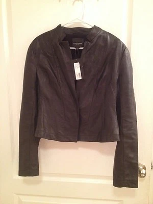  Chaqueta de cuero ajustada de piel de cordero negra 46 $3,995 nueva con etiquetas NARCISCO RODRIGUEZ 46  Foto 1 de 4