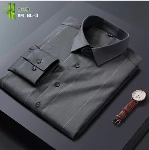 Herren Kleidung Shirts Formell Kleid Shirts Langarm Business Streifen Freizeit Tops - Bild 1 von 23