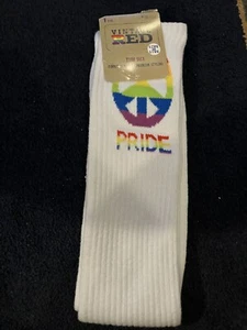 Calzini ARCOBALENO Tube Sicks bianchi ~ LGBTQ + adulti M/L ~ nuovi - Foto 1 di 4