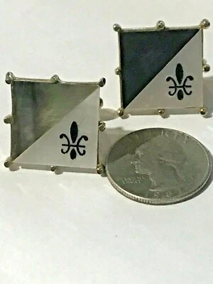 Gemelos madreperla malva flor de lis de colección para hombre bisutería escudo Foto 1 de 2