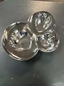 Nambe Pulse Chip & Dip Bowl 18/10 Stainless Steel Contemporary Design - Picture 1 of 6