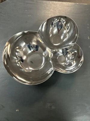 Nambe Pulse Chip & Dip Bowl 18/10 Stainless Steel Contemporary Design - Image 1 of 4