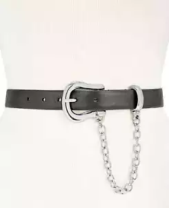 Dkny Damen Kette Swag Ledergürtel, schwarz/silber, mittel - Bild 1 von 1