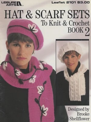 Leisure Arts Knitting & Crochet Pattern Leaflet 2101 Hat Scarf Sets Knit Crochet - Image 1 of 2