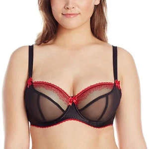NEW Curvy Kate SG3101 3101 Bardot Balcony Full Coverage Bra 30FF Black Red - Picture 1 of 2