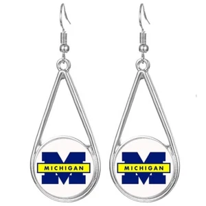 Michigan Wolverines Womens Silver Drop Dangle Earrings w Gift Pkg D29 - Picture 1 of 6